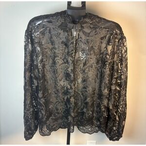 Gothic Eloquii Retta Black Lace Mock Neck Top Plus Size 20 NWT Witchy Whimsigoth